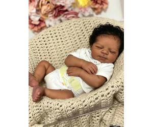Zero pam Reborn Baby Dolls Black Girl Eyes Closed, 18 Inch Doll, African American Realistic Newborn Doll With Soft Cloth Body, Real Life Black Dolls For Girls Boys Gifts With Accessories
