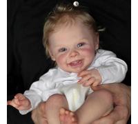 Zero pam Reborn Baby Dolls Realistic Boy Open Eyes, 20 Inch Smiling Realistic Baby Boy Doll With Rooted Hair, Lifelike Babies Doll Soft Cloth Body, Reborn Toddler Dolls For Girls Boys Toys