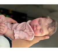 Zero pam Reborn Baby Dolls Realistic Girl Doll 20 Inch Mini Silicone Baby Doll Sleeping Like Real Newborn Babies With Brown Hair Life Size Dolls For Girls Toys