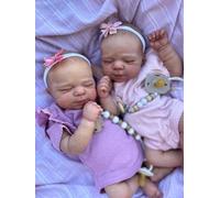 Zero pam Reborn Baby Dolls Realistic Girl Twins 18inch Real Looking Baby Dolls Newborn Full Body Silicone Vinyl Lifelike Baby Doll Anatomically Correct Real Life Waterproof Baby Doll