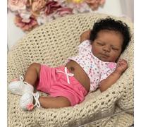 Zero pam Reborn Baby Dolls Silicone Full Body Black-48CM Realistic Baby Doll, Anatomically Correct Girl, Rooted Hair Real Life Babys Dolls with Poseable Vinyl Body, Silicone Babies Doll for Girls 3+