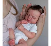 Zero pam Reborn Baby Dolls Silicone Full Body Girl,18 Inch Realistic Silicone Baby Dolls That Look Real, Lifelike Newborn Preemie Doll Soft Full Body Washable Girl With Closed Eyes (Farmhouse)