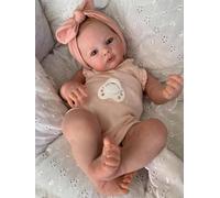 Zero pam Reborn Dolls 18 inch 45 cm Silicone Full Body Vinyl Realistic Girl Newborn Toddler with Rooted Hair, Real Awake Baby Doll That Look Real Bebe Reborn Anatomically Correct for Kids (Country)