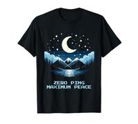Zero Ping, Max Peace - Meditation & Retro Pixel Vibes T-Shirt