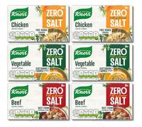 Zero Salt Knorr Stock Cubes Bundle- 2x each Chicken, Beef & Vegetable, 8x9g Each - For Rich Chicken Broth, Beef & Vegetable Stock Bundled by The Great British Kitchen