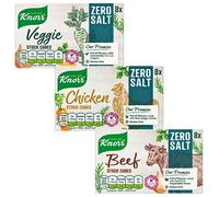 Zero Salt Knorr Stock Cubes Mixed Bundle of Beef Stock Cubes 72 g, Chicken Stock Cubes 72 g and Veg Stock Cubes 72 g