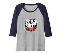 Zero Sheet Given: Spooky Halloween Ghost Humor Raglan Baseball Tee, Women, Navy/Athletic Heather, M