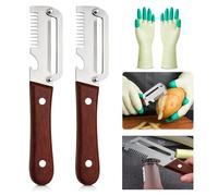Zero Snag Wooden Kitchen Tool, 2 PCS Multifunctional Vegetable Peelers A Left Hand and A Right Hand,3-in-1 Peelers for Potato Carrot,Bottle Opener and Julienne Kitchen Peeler
