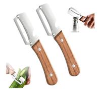 Zero Snag Wooden Kitchen Tool, Multi-Functional Vegetable Peeler for Kitchen, 2-in-1 Stainless Steel Kitchen Tool, for Fruit Veggie, Includes Bottle Opener(2PCS)