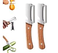 Zero Snag Wooden Kitchen Tool, Zero Snag Wooden Peeler, 2-in-1 Multifunctional Peeler with Bottle Opener, Stainless Steel Fruit & Vegetable Peelers for Kitchen (2PCS)