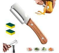 Zero Snag Wooden Kitchen Tool, Zero Snag Wooden Peeler, 2-in-1 Multifunctional Stainless Steel Peeler for Potatoes, Fruit,Veg (1pcs)