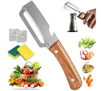 Zero Snag Wooden Peeler, 2-in-1 Multifunctional Peeler with Bottle Opener, 19cmStainless Steel Fruit & Vegetable Peelers for Kitchen, Easy Peelers Tool for Apple Potato Pumpkin Papaya Carrot (1pc)