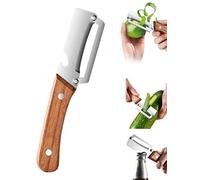 Zero Snag Wooden Peeler, 2-in-1 Multifunctional Stainless Steel Peele, Built-in Bottle Opener for Fruit, Potato, Pumpkin, Papaya, Premium Single-Blade Safe Peeling (1)