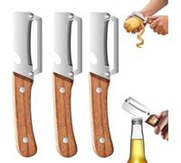 Zero Snag Wooden Peeler, 2-in-1 Multifunctional Stainless Steel Peeler, with Wooden Handle and Bottle Opener, Kitchen Tool for Fruit Veggie Pumpkin, Gifts for Mom (Wood, 3PC)