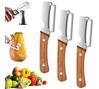 Zero Snag Wooden Peeler, 2-in-1 Multifunctional Vegetable Stainless Steel Peeler, Ultra-Sharp Stainless Steel Blade with Handle and Bottle Opener, for Fruit Apple Potato Pumpkin Papaya Carrot (3pcs)