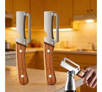 Zero Snag Wooden Peeler,2-in-1 Multifunctional Wooden Handle Vegetable Peeler,with Bottle Opener,for Fruit Apple Potato Pumpkin Papaya Carrot (2pcs)