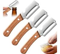 Zero Snag Wooden Peeler, Multi-Functional Vegetable Peelers for Kitchen, Stainless Steel Sharp Blades Fruits Peeler with Wooden Handle and Bottle Opener for Potato, Apple, Pumpkin, Pineapple (3PCS)