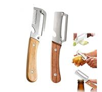 Zero Snag Wooden Peeler, Multifunctional Vegetable Peeler with Stainless Steel, Ergonomic Kitchen Tool for Potato and Vegetable Preparation, 2 Wood Handle Peelers for Home and Outdoor Use, 19 x 4 cm