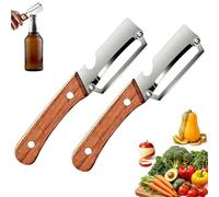 Zero Snag Wooden Peeler, Multifunctional Vegetable Peeler, Zero Snag Wooden Kitchen Tool, Kitchen Peeler with Non-Slip Handle, Bottle Opener, for Fruits, Sugar Cane, Pumpkin (2)