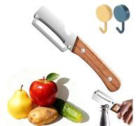 Zero Snag Wooden Peeler, Zero Snag Wooden Kitchen Tool, 2-in-1 Multi-Functional Vegetable Peeler, Non-Slip Fruit Peeler with Woodens Handle for Apple, Potato, Pumpkin, Papaya (1)
