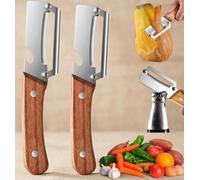 Zero Snag Wooden Vegetable Peeler, 2 in 1 Professional Kitchen Peeler with Ultra-Sharp Stainless Steel Blade & Built-in Bottle Opener, Ergonomic Solid Wood Handle for Potatoes, Fruit,Veg (2pcs)