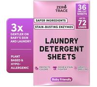 ZERO TRACE Baby Friendly Laundry Detergent Sheets, 72 Loads - Eco-Friendly, All-Natural, Hypoallergenic, Biodegradable - Laundry Soap for Sensitive Skin