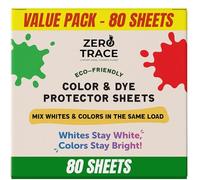 Zero Trace Color Catchers for Laundry - Protects Clothes with Laundry Color Dye Catcher Sheets and Bleed Remover - 80 Sheets