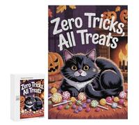 Zero Tricks, All Treats Halloween Cat - Wooden Picture Puzzle for Grown-Ups, 300 PCS, Weekend Puzzle Project - for Quiet Evenings And Focused Play