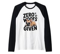 Zero Woofs Given French Bulldog Humor Raglan Baseball Tee