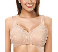 ZeroBound Women's Minimizer Bras Comfort Cushion Strap Wirefree Full Coverage Large Bust Non-Padded Bra, Pink Nude-leopard, 38F