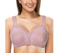 ZeroBound Women's Minimizer Bras Comfort Cushion Strap Wirefree Full Coverage Large Bust Non-Padded Bra, Light Purple-leopard, 38H US