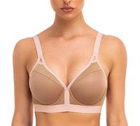 ZeroBound Women's Sports Bra High Impact Lightly Lined Underwire V Neck Full Figure Running Workout Bras, Coffee, 38B