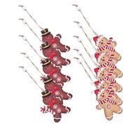 Zerodeko 1 Box Christmas Tree Pendant Red Christmas Ribbon Decoration Gingerbread Cone Tinsel Sticker Reindeer Xmas Tree Figurine Gingerbread Man Pendant Cookie Wood