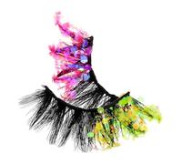 Zerodeko 1 Pair Sparkling Fluorescent Fake Eyelashes Made of Plastic, Easy to Replace, for Party and Celebration Events with Colour Changing Glow Effect