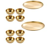 Zerodeko 1 Set Gold Stainless Steel Dinnerware: 9" 10" Thickened Dinner Plates and 3" Sauce Bowls - Stackable Dishware for Kitchen, BBQ Party, and Picnic Serving