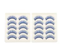 Zerodeko 10 Pairs Rhinestone-studded Faux Eyelashes for Stage Performance and Cosplay, Sparkly Costume Lashes with Glitter, Dramatic Makeup False Eyelashes for Party Use