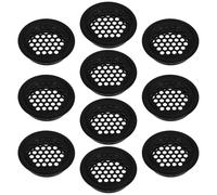 Zerodeko 10 Pcs Black 35Mm Stainless Steel Round Ventilation Covers with Mesh Screen, Flat Air Vent Grilles for Cabinet Soffit Ventilation and Wardrobe Heat Dissipation