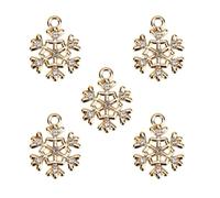 Zerodeko 10 Pcs Christmas Snowflake Charms for Jewelry Making, Golden Alloy Handmade Pendants with Delicate Design, for Anklet and Keychain DIY Accessories