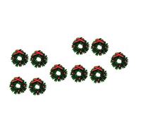 Zerodeko 10 Pcs Christmas Wreath Cloth Christmas Ornaments Mini Pine Wreath Mini Christmas Village Xmas Accessories Wreaths for Crafts Miniature Christmas Cake Decoration Plastic Green