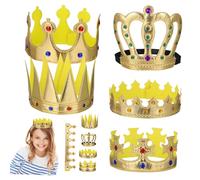 Zerodeko 10 Pcs Shiny King Crowns Rhinestone Headpieces for Adults Birthday Party Decorations Cloth Material Retro Style with Sparkling Gems Suitable for Boys and Celebration Accessories