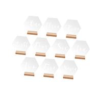 Zerodeko 10 Sets Hexagonal Acrylic Table Number Holders with Wooden Bases for Weddings Restaurants Banquets Scratch Resistant Desktop Signs for Parties and Events