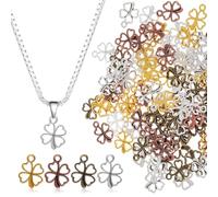 Zerodeko 100 Pcs Four Leaf Leaflet Charms Alloy Pendants Mixed Colors for Jewelry Making Keychain Accessories Small Lucky Leaf Charms for St Patrick’s Day Bracelet Earring Supplies