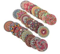 Zerodeko 100pcs Pattern Buttons Flower Painting Buttons for DIY Lovers Bohemian Style Round Natural Wood Sewing Crafts Accessories Random Color