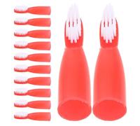 Zerodeko 100Pcs Red Soft Bristles Finger Toothbrushes for Adults, Mini Size Manual Tooth Brush Bulk Pack, Suitable for Prisons, Nursing Homes, Detention Centers, Portable Oral Care