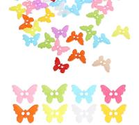 Zerodeko 100pcs Resin Butterfly Buttons Resin Craft Embellishments for Multi Colorful Creative Development Sharing Among Friends for Creating Button Art and Making Collage Art