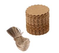 Zerodeko 100pcs Round Scalloped Kraft Paper Tags 60mm with 10m Jute Twine Sturdy DIY Luggage Price Label Brown Tags for Crafts and Wrapping