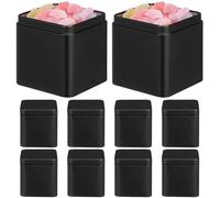 Zerodeko 10pcs Black Small Square Tin Boxes Set with Lids, Portable Metal Tea Storage Jars for Cookies, Loose Tea, Wedding Candy, and Food Organization
