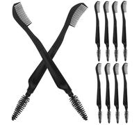 Zerodeko 10pcs Dual Sided Eye Makeup Brush and Comb for Eyelashes and Eyebrows, Black Fiber and Plastic Material, Sturdy and Not Easy to Break, for Family Daily Use and Travelling
