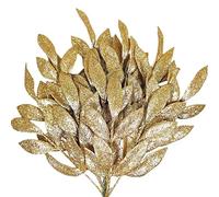 Zerodeko 10pcs Glitter Artificial Leaves Christmas Picks for Wreath Making, Plastic Golden Holiday Decorations to Create Festive Atmosphere at Holiday Functions and Weddings