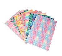 Zerodeko 10Pcs Gradient PU Leather Fabric Sheets Mermaid Scale Glitter Texture, Synthetic DIY Material for Handmade Crafts and Accessories, Glittery Faux Leather